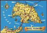 Fehmarn (Insel) Insel-Ansicht als Landkarte, Ostsee, Fehmarn-Belt 1975 ...