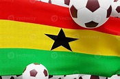 bandera de ghana con pelota. ilustración de renderizado 3d mínimo de ...