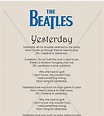 Yesterday Print the Beatles Beatles Lyrics From the Singles Collection ...