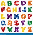 Alphabet, Bright Colors with Polka Dots Stock Vector - Illustration of preschool, gold: 142267322