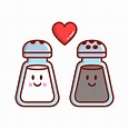 Premium Vector | Two cartoon salt and pepper in love