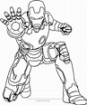 Dibujo de Iron-Man para colorear que emana el haz de la hélice de la mano