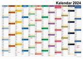 Kalender 2024 mit Kalenderwochen und Feiertagen (pdf, xls & png)