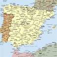 Карта на Испания с градовете карта на Испания и градове (Южна Европа ...