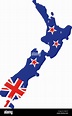 Mapa de Nueva Zelanda con bandera Fotografía de stock - Alamy