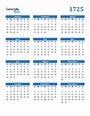 1725 Calendar (PDF, Word, Excel)
