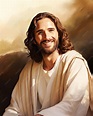 Una pintura de jesús sonriendo | Foto Premium