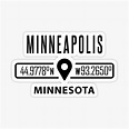 Pegatina «Coordenadas de ubicación GPS de Minneapolis Minnesota» de ...