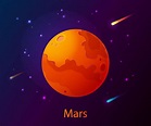 Marte 3d o planeta rojo realista en el espacio oscuro con estrellas y ...