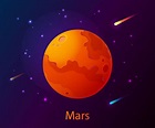 Marte 3d o planeta rojo realista en el espacio oscuro con estrellas y ...