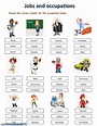 Jobs esl printable matching exercise worksheets for kids – Artofit