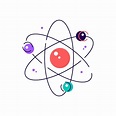 Premium Vector | Art of colorful atom diagram with electrons on orbits