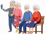 Grupo de personagens de desenho animado de pessoas idosas | Vetor Premium