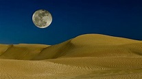 Moon over the sand dunes wallpapers and images - wallpapers, pictures ...