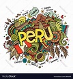 Peru hand lettering and doodles elements Vector Image