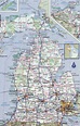 Large detailed roads and highways map of Michigan state with all cities ...