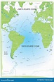 Mapa De Atlântico Do Oceano. Ilustração do Vetor - Ilustração de ...