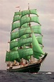 Tall Ship with Green Sails. in 2020 | Old sailing ships, Sailing ships ...