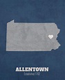 Allentown Pennsylvania City Map Founded 1762 Penn State University ...