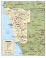 Map of Namibia with towns - Namibian map with all towns (Southern ...