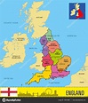 Politische Landkarte Englands mit Regionen und ihren Hauptstädten ...