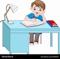 Cartoon little boy studying Royalty Free Vector Image