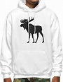 Moose Logo Mens Long Sleeve Hoodie Sweatshirts Pullover White : Amazon ...
