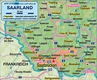 Map of Saarland (State / Section in Germany) | Welt-Atlas.de