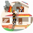 Firefighter on Ladder, Husting To Rescue Woman Stock Vector ...