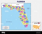 Mapa de Florida. Mapa político de Florida en Estados Unidos. Mapa de la ...