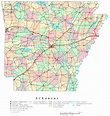 Large administrative and road map of Arkansas state with cities ...