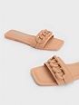 Camel Chunky Chain-Link Slide Sandals - CHARLES & KEITH International