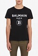 Balmain Camiseta de algodón negra con logotipo de Balmain Paris en ...