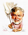 Luis Carreño: Ernest Hemingway.- Caricatura de Luis Carreño.