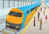 People waiting at the train station 2848986 Vector Art at Vecteezy
