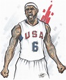 LeBron James 'USA' Illustration Lebron James Basketball, Nba Basketball ...