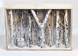 Shadow box diorama with snowshoe hare