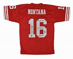 Lot Detail - Joe Montana signed triple inscribed jersey