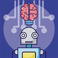 Concepto de dibujos animados robot de inteligencia artificial | Vector ...