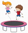 Enfants sautant sur un trampoline 431904 Art vectoriel chez Vecteezy