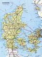 Detailed road map of Denmark with cities and airports | Denmark ...
