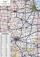 Road map of Illinois with distances between cities highway freeway free