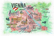 Vienna Austria Illustrated Map with Roads Landmarks and Highlights ...