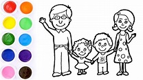 Como Dibujar y Colorear una Familia 👨‍👩‍👧‍👧 Dibujos Para Niños Paso a ...