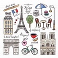 Paris and France hand drawn illustrations. Travel symbols | Ilustração ...