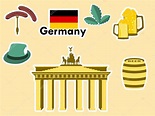 Pegatinas alemanas, símbolos de Alemania, la Puerta de Brandeburgo ...