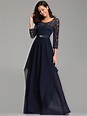 Ever-Pretty Long Sleeve Evening Dresses A-Line Lace Navy Bridesmaid Gown 07716 | eBay