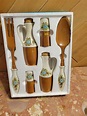 "DESCRIPTION * 6 Piece Salad Set...wood with ceramic * Vintage from the ...