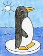 Easy How to Draw a Penguin Tutorial Video and Penguin Coloring Page ...