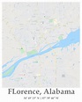 Florence AL Map Labeled/printable Map of Florence Al/florence | Etsy